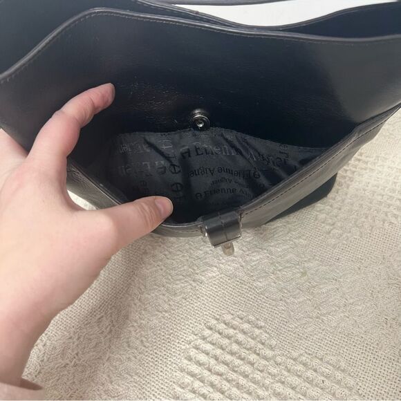 Vintage Etienne Aigner Black Leather Shoulder Bag Hobo - Picture 7 of 9